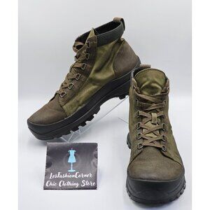 Frye Men's Olive Leather Canvas Korver Lace Up Casual Utility Boots Sz 13 2734
